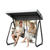 Patio Swing Chair w/Adjustable Canopy Outdoor Porch Swing w/Dual Independent Seats 2-Seat Grey
