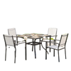 5 Piece Outdoor Patio Dining Set, Dining Table and 4 Stackable Chairs with Umbrella Hole, Shelf