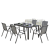 7 Pieces Outdoor Dining Set for 6, Patio Furniture Set with Rectangular Patio Table and Stackable Chairs, Light Grey
