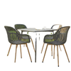 Outdoor Dining Chairs Set of 4, Patio Chairs with Slotted Backrest, Grey