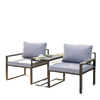 Outdoor Bistro Set, Patio Furniture Set with 2 Chairs and Side Table for Garden Balcony Poolside, Grey