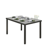 Rectangular Patio Table for 6, Outdoor Dining Table with Wood-Plastic Composite Top and Steel Frame for Garden, Grey