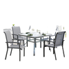 Stackable Patio Chairs Set of 4, Outdoor Dining Chairs with All Weather Breathable Mesh and Armrests, Grey