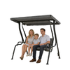3-Person Porch Swing Chair, Patio Swing Bench with Adjustable Canopy, Removable Thicken Cushion, Black
