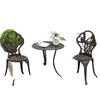 3PCs Patio Bistro Set, Outdoor Cast Aluminum Garden Table and Chairs with Umbrella Hole for Balcony, Bronze