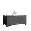 PE Wicker Outdoor Coffee Table with Glass Top Garden Patio Table, Dark Grey