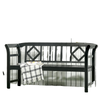 Wooden Outdoor Bench, 3 Person Patio Garden Bench with Diamond Pattern Backrest, Slatted Seat, 792 LBS Capacity, Black