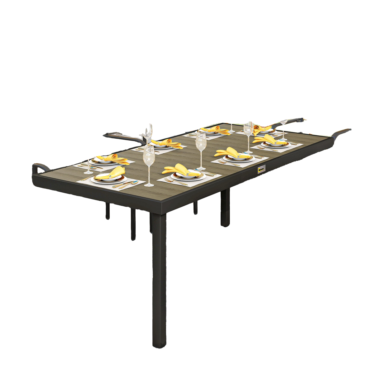 Patio Dining Table for 8, Rectangular Aluminum Outdoor Table for Garden Lawn Backyard, Natural