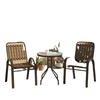 3 Pieces Patio Bistro Set, 2 Stackable Chairs with Tempered Glass Table, for Outdoor, Garden Backyard Porch, Dark Brown