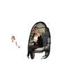 Wicker Egg Swing Chair with Stand, Foldable Hanging Egg Chair with UV Resistant Cushion, Headrest, Dark Grey