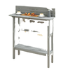 110cm Rectangle Outdoor Bar Table with Built-in Footrest, Slatted Top, Grey