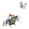 Set of 2 Folding Lawn Chairs, Outdoor Folding Chairs with Armrests, High Backrest for Backyard Balcony, Grey