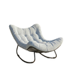 Oversized Rattan Patio Egg Chair, Outdoor Rocking Chair with Padded Cushion for Indoor, Porch, Grey