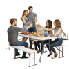 6FT 3-Piece Portable Outdoor Camping Table Bench Set with Carrying Handles, Folding Picnic Table with 2 Benches, White