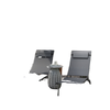Folding Outdoor Chaise Lounge Chair Set of 2 with Adjustable Backrest, Headrest, Mesh Seat for Beach, Poolside, Grey