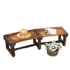 Wooden Outdoor Bench, Wrap Around Tree Bench with Slatted Seat for Yard, Garden, Deck, Lawn, Brown