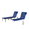 2 PCs Folding Lounge Chairs, Adjustable Chaise Lounge with Headrest, Reclining Lounger Cot for Camping, Hiking, Blue