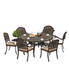 7 Pieces Outdoor Dining Set for 6, Aluminum Patio Table and Chairs Furniture Set with Umbrella Hole, Cushions, Bronze