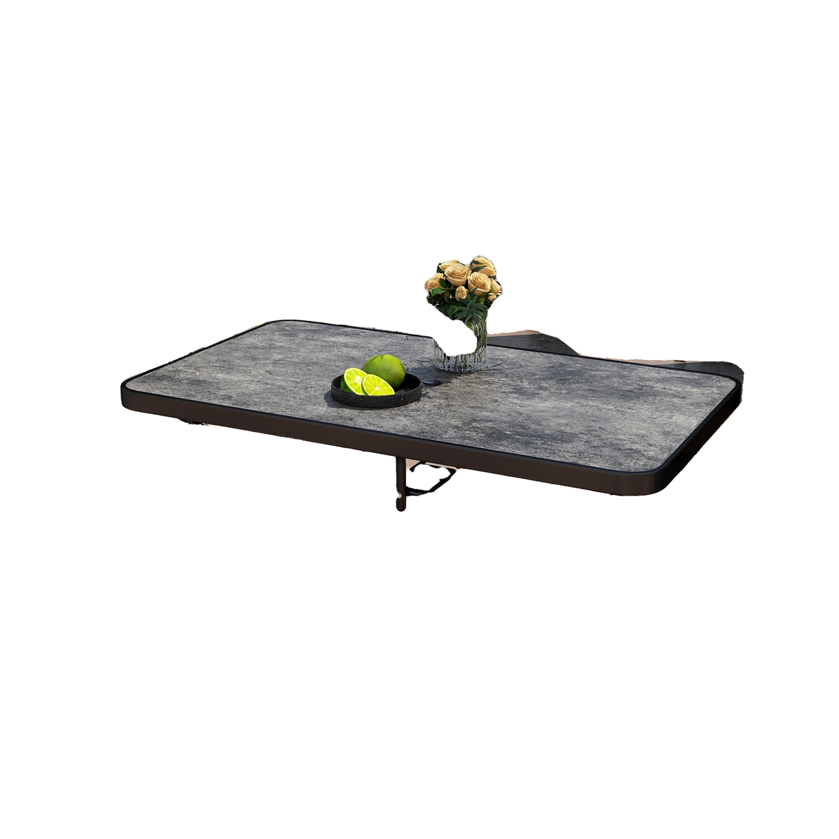 Rectangle Outdoor Dining Table for 6, with 1.7" Umbrella Hole, Easy Clean DPC Plastic Tabletop, 55" x 31.5" x 28"