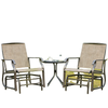 2 Pieces Outdoor Glider Chairs, 2 Person Glider Rocking Chair Set with Breathable Mesh Fabric, Steel Frame, Dark Brown
