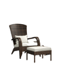 Wicker Adirondack Chair with Ottoman, Patio Cushioned Muskoka Chair with Armrests Brown/Cream White