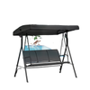3-Seater Swing Chair Covered Garden Hammock A-Frame Outdoor Porch Glider Sling Seat with Adjustable Canopy Cover, Black