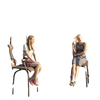 Outdoor Bar Stools Set of 2, Swivel Bar Height Chairs with High Back, Curved Armrests and Steel Frame for Balcony, Brown