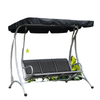 3-Seater Outdoor Swing Chair Bench with Adjustable Canopy, Black