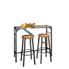 Bar Height Outdoor Table with Built-In Bottle Opener, Patio Bar Table with Wood Grain Plastic Top, 47.2
