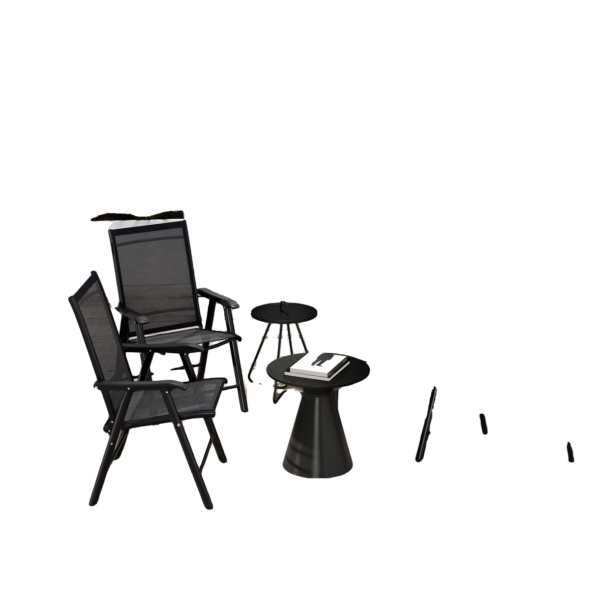 4-Piece Folding Chair Set for Relaxing on Patio Balcony Garden, Comfortable Outdoor Furniture with Armrests, Black