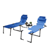 Folding Chaise Lounge with Adjustable Sunroof, Outdoor Quick Dry Padded Tanning Chairs with Headrest, Reclining Back Outdoor Lounge Chair, for Beach, Yard, Patio, Blue