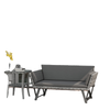 Convertible Wicker Loveseat Grey Patio Chaise Lounge