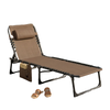 Outdoor Folding Chaise Lounge, Reclining Lounge Chair with Adjustable Backrest and Removable Pillow, Brown