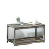 Patio Rattan End Table, Outdoor Side Table with Full Woven Table Top for Garden, Balcony, Mixed Grey