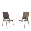 Outdoor Wicker Dining Chair Set of 2, 2 Pieces Rattan Foldable Chair with Steel Frame for Garden, Backyard, Porch, Brown