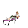 Outdoor Folding Lounge Chair, 4-Level Adjustable Chaise Lounge with Headrest, Tanning Chair Beach Bed, Reclining Lounger Cot for Camping, Hiking, Backyard, Purple