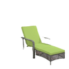 2 Pieces Wicker Patio Lounge Set w/ Cushions, Outdoor PE Rattan Sun Lounger Sets w/ 5-Level Reclining Chaise Chair & Two-tier Glass Top Coffee Table, Green