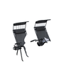 2 Piece Foldable Lounge Chair with Canopy Shade, Outdoor Zero Gravity Chair w/ Side Tray & Cup Holder, Reclining Lounger w/ Breathable Mesh Fabric Seat, Pillow, Black
