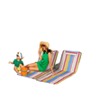 Set of 2 Beach Lounge Chair Sun Lounger Beach Mat, Padded Folding Ground Mat Lounge Chair w/Adjustable Back, Steel Frame, Head Pillow and Carry Bag for Backyard Lakeside, Colorful Stripes