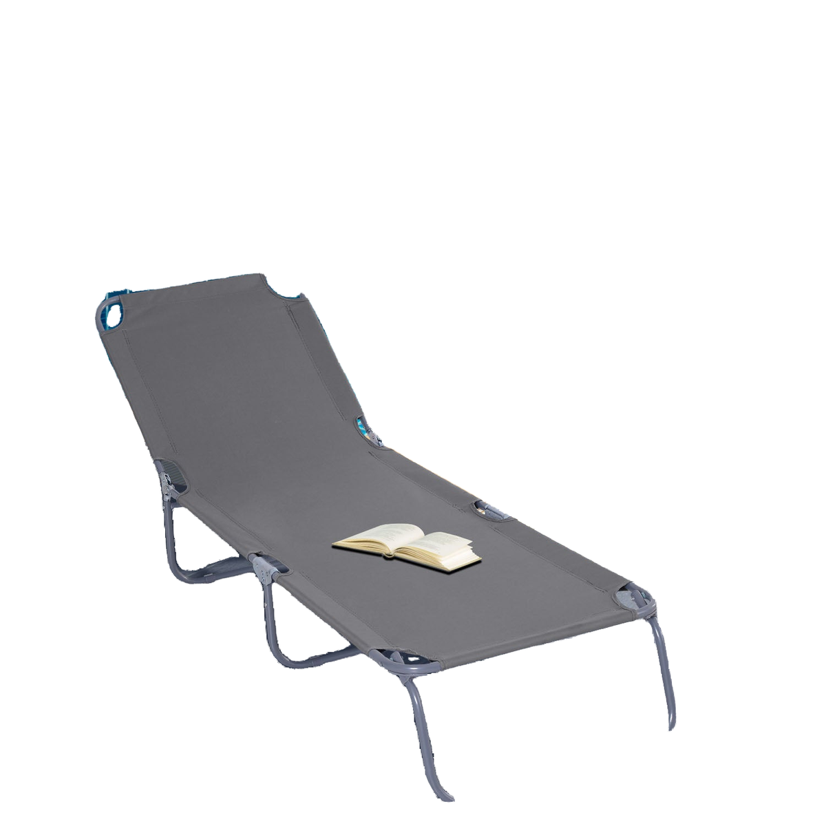 Folding Outdoor Lounge Chair, Portable Reclining Beach Lounger with Breathable Mesh Fabric, Sun Lounge Bed Camping Cot for Patio, Garden, Poolside, Grey