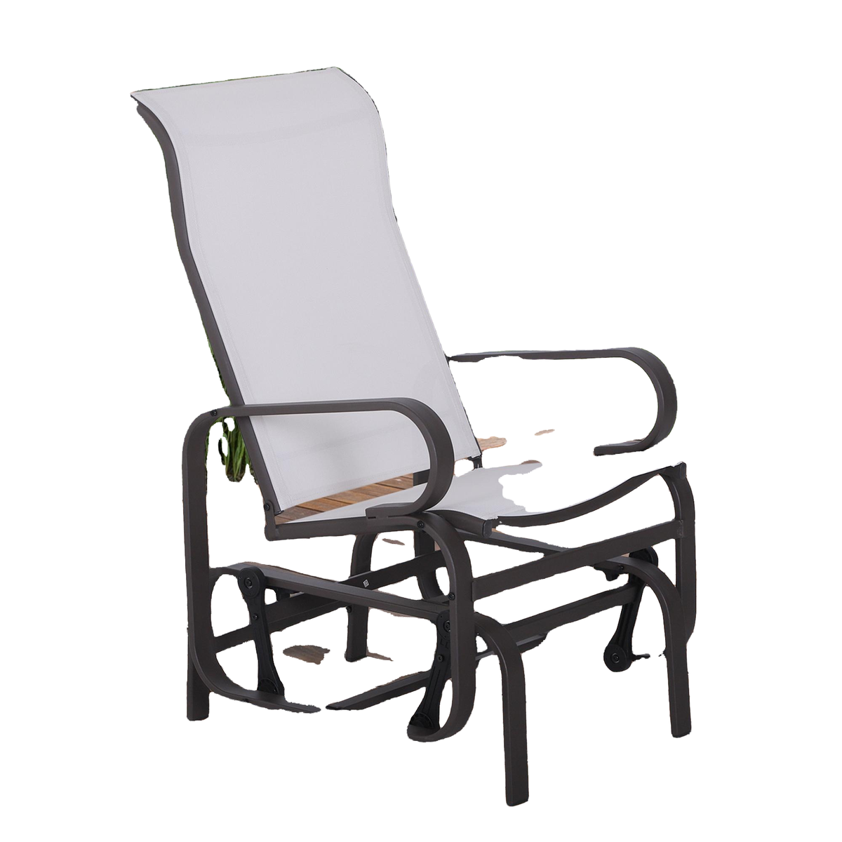 Outdoor Mesh Glider Swing Chair Patio Garden Rocking Gliding Seat Yard Porch Furniture, Brown Beige