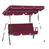 3-Seater Outdoor Porch Swing with Adjustable Canopy, Patio Swing Chair for Garden, Poolside, Backyard, Wine Red