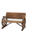 Wooden Wagon Wheel Bench Rustic Design 2 Seater Garden Outdoor Chair High Back Loveseat