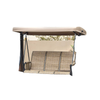 3 Person Porch Swing Outdoor Swing Chair with High Back Design, Side Pouches and Adjustable Canopy, Brown
