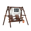 Wooden 2-Seat A-Frame Porch Swing Rustic Patio Bench Outdoor Furniture w/ Table