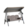 3 Seater Porch Swing Heavy Duty Outdoor Swing Chair Outdoor Lounge Hammock Cushioned Seat W/ Tilt Canopy, Brown