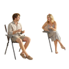 Folding Outdoor Bistro Set, Patio Table and Chairs with Reclining Backrest and Round Dining Table, Brown