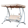 3 Seat Metal Swing Chair Hammock w/ Canopy Cover Heavy Duty Patio Garden Outdoor Beige