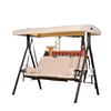 3 Seater Heavy Duty Swing Chair Outdoor Lounge Hammock Cushioned Seat W/ Tilt Canopy, Beige