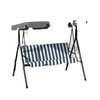 3-Seater Outdoor Porch Swing with Adjustable Canopy, Patio Swing Chair for Garden, Poolside, Backyard, Grey and White